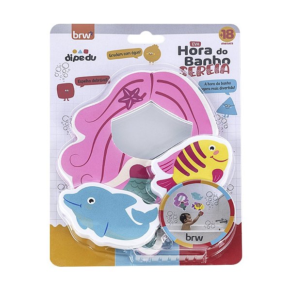 Brinquedo EVA Hora Do Banho Sereia/ Espelho - 3 Peças - BRW