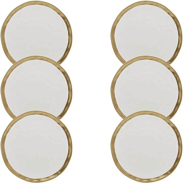 Kit 6 Pratos De Sobremesa Branco E Dourado Dubai - Wolff