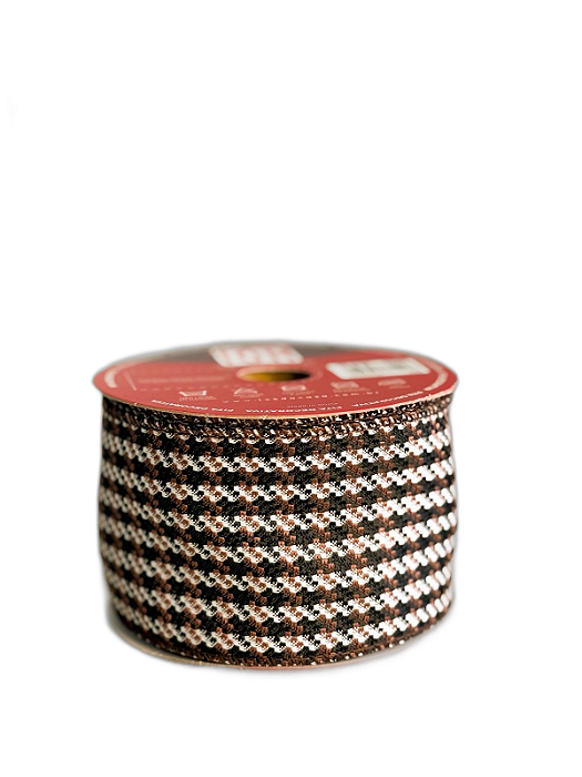 Fita Aramada Decorativa De Natal Preto/Marrom/Branco 7cmx14m