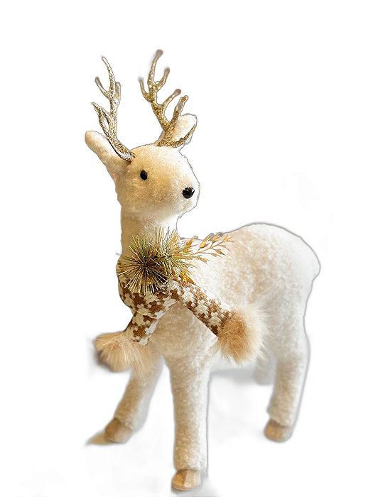 Rena em Pé (Branca) Decoração De Natal 46cm - Tokdacasa