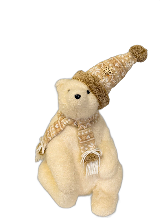 Urso Sentado Branco - 37cm - Tokdacasa