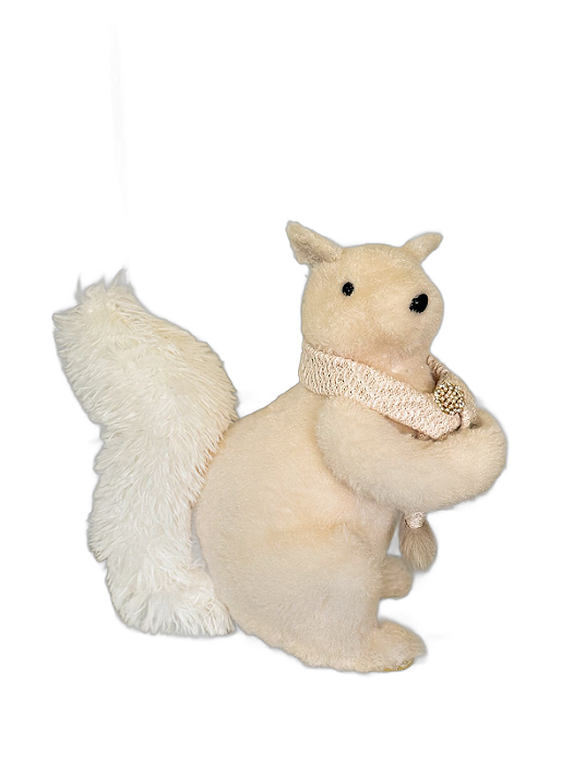 Esquilo Branco Com Broche De Luxo - 43cm - Tokdacasa