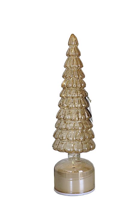 Árvore Decorativa De Natal C/ LED Ouro - 35cm - Tokdacasa