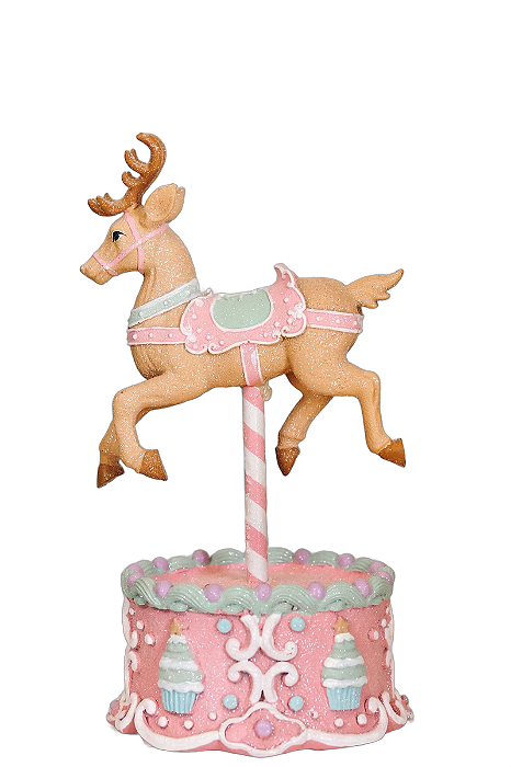 Carrossel Rena Rosa - 29cm - C/ Glitter - Tokdacasa