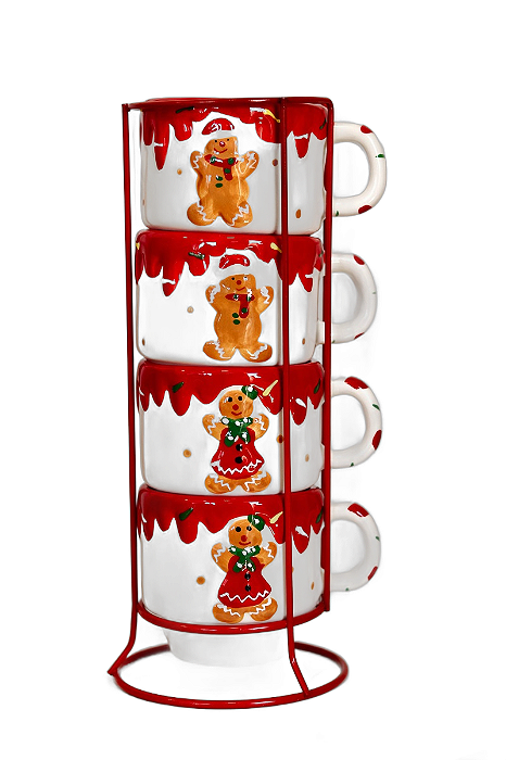 Jogo 4 Canecas Ginger Coloridas - 7cm - Tokdacasa