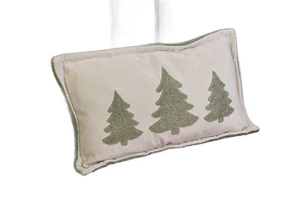 Almofada Verde Com Creme Com Arvores De Natal - 50cm - Tokdacasa