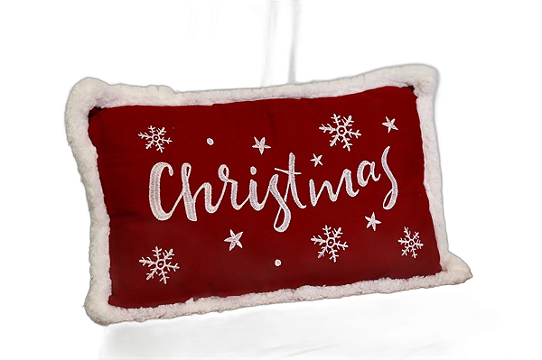 Almofada Vermelha Com Branco Christmas - 50cm - Tokdacasa