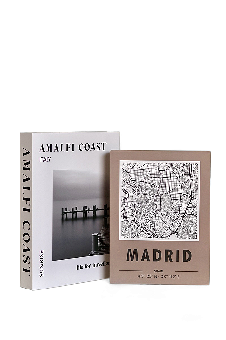 Jogo de Livro Decorativo com 2 Unidades – Madrid – Tuut