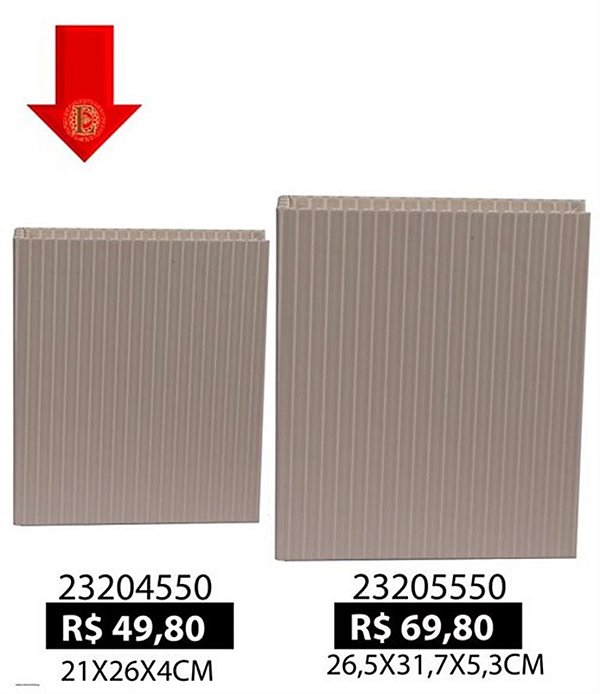 Caixa Formato Livro Mpu Pu Listra 3D Bege P - Entrecasa