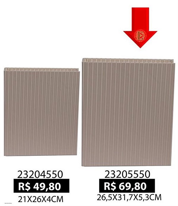 Caixa Formato Livro Mpu Pu Listra 3D Bege G - Entrecasa