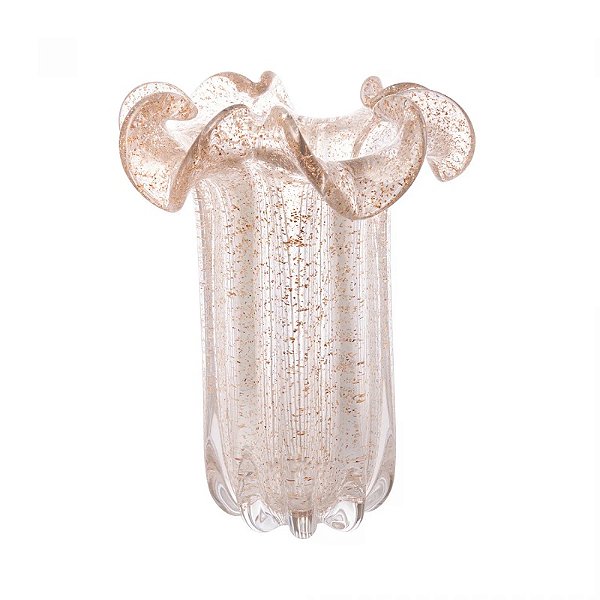 Vaso De Vidro Italy Transp. E Dourado 22x22x27cm - Wolff