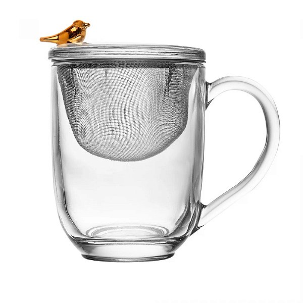 Caneca Com Tampa e Filtro Golden Bird 350ml Cristal - Wolff