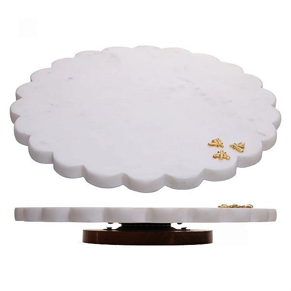 Tábua Redonda Giratória New Bee 30,5x3,5cm Mármore - Wolff