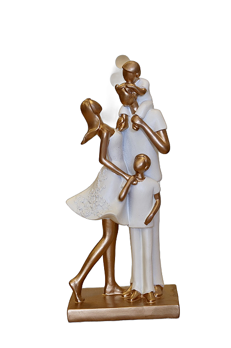 Figura Decorativa Resina Família Branco 9x7x20cm - Wolff