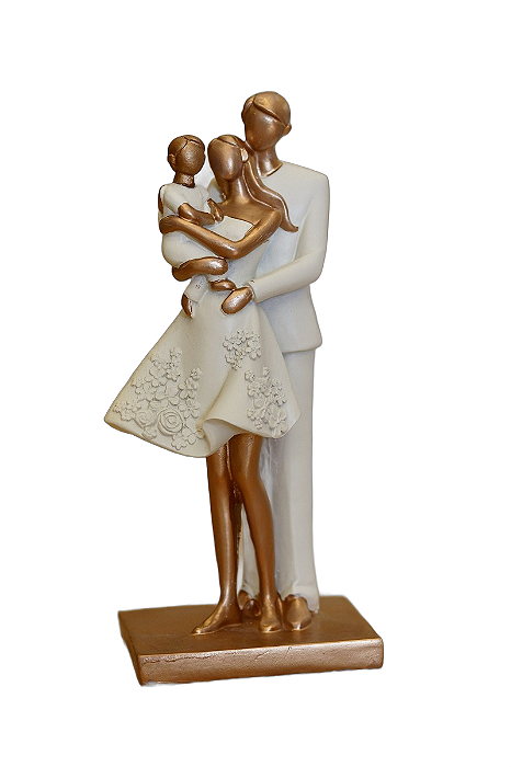 Figura Decorativa Resina Família Pai/Mae/Filho 9x20cm- Wolff