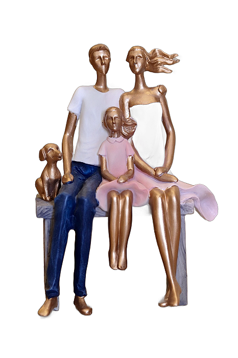 Figura Decorativa Resina Família Branco 17x23cm- Wolff