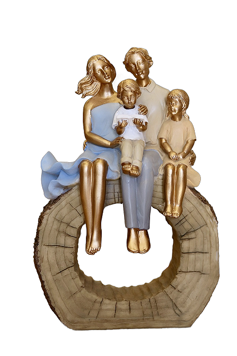 Figura Decorativa Resina Família Branco 18x27cm- Wolff