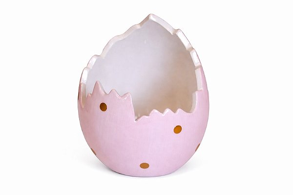 Pote Ovo Quebrado Cerâmica Rosa/Ouro - Tam M - Tokdacasa
