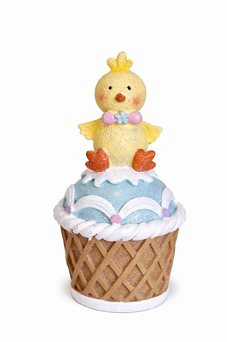 Decoração Cupcake E Pintinho Colorido- 13cm - 1UN- Tokdacasa