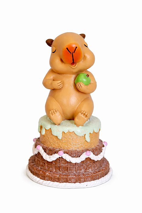 Decoração Capivara Bolo Marrom - 17cm - 1 UN - Tokdacasa