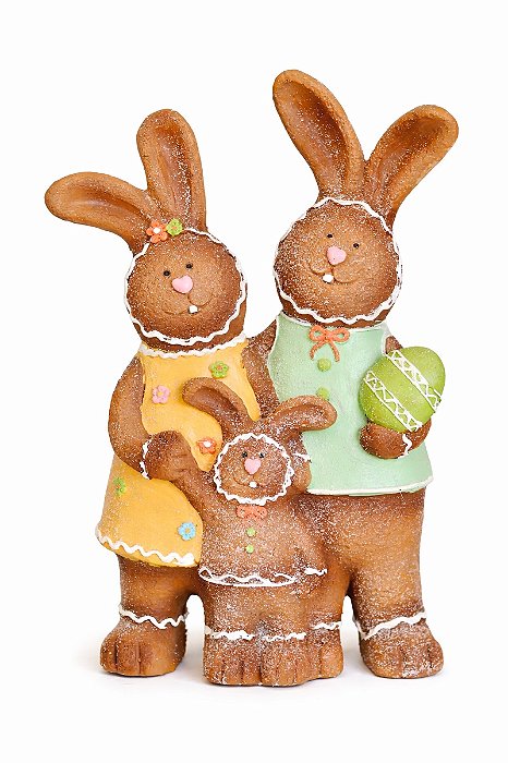 Decoração Coelho Família Colorida - 44cm - C/1 UN - Tokdacasa