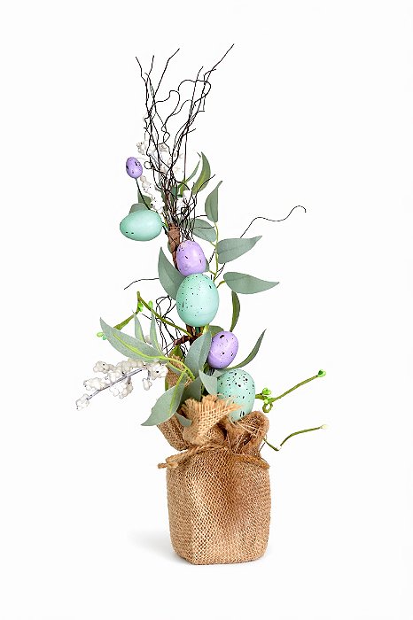 Mini Árvore C/Ovos Coloridos - 39cm - Tokdacasa