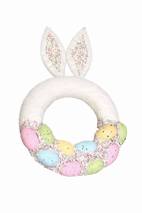 Guirlanda Orelha Coelho C/Ovos Coloridos - 46cm - Tokdacasa