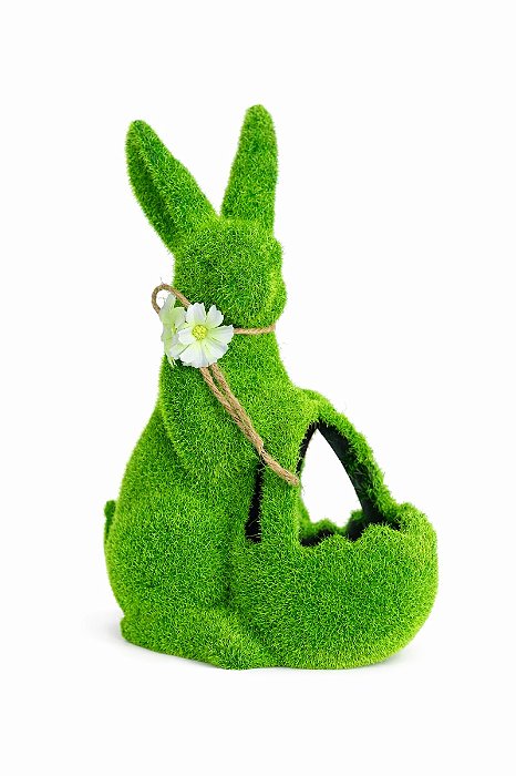 Decoração Coelho Verde Musgo - 27cm - 1 UN - Tokdacasa