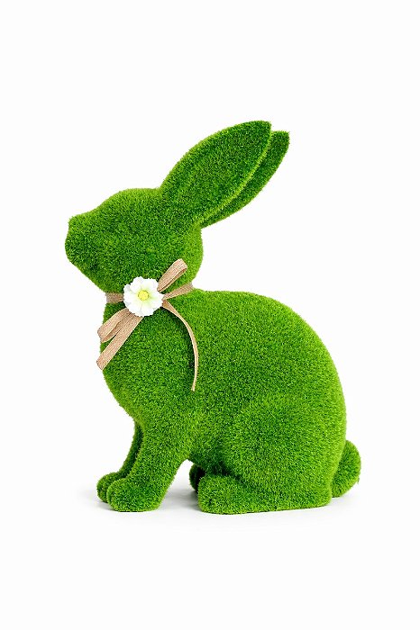 Decoração Coelho Verde Musgo - 33cm - 1 UN - Tokdacasa