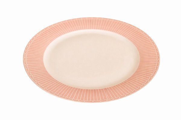 Prato De Jantar Branco/Rosa - 27cm - Tokdacasa