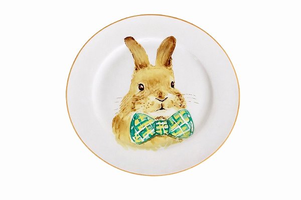 Prato de Sobremesa Coelho Páscoa - 19cm - Tokdacasa