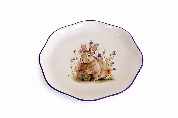Prato Salada Coelho Branco - 22cm - 1 UN - Tokdacasa