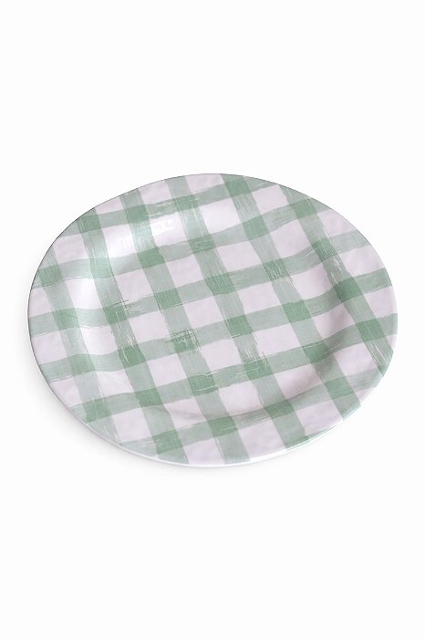 Prato Jantar Xadrez Verde - 27cm - 1UN - Tokdacasa