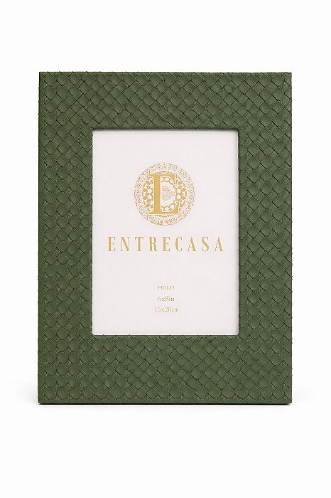 Porta Retrato PU Textura Tramada- Verde- 15x20cm- Entrecasa