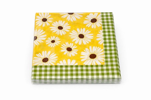 Guardanapo Decorativo 20Folhas Margaridas- 33x33cm - Tuut