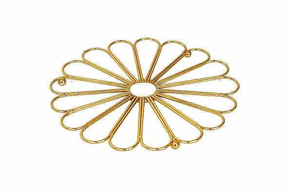 Descanso De Panela Flor Vazado Dourado - 19,5cm - Tuut
