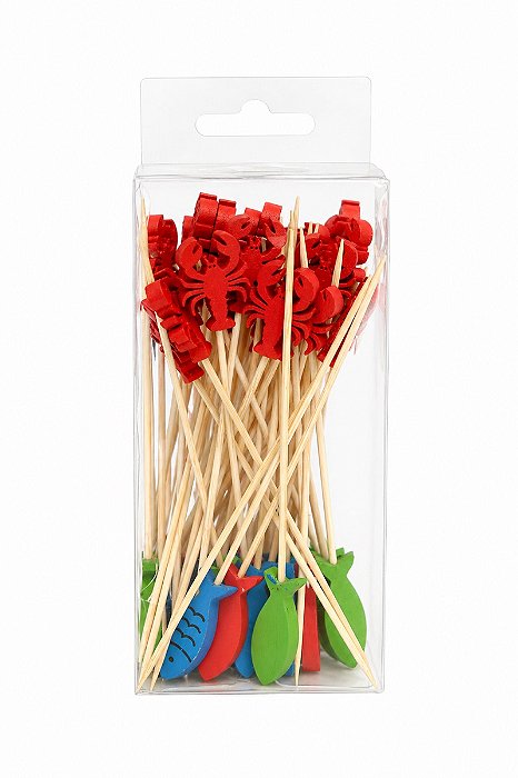 Palitos Aperitivo Bambu Marine Colorido - 12cm - C/50 - Tuut