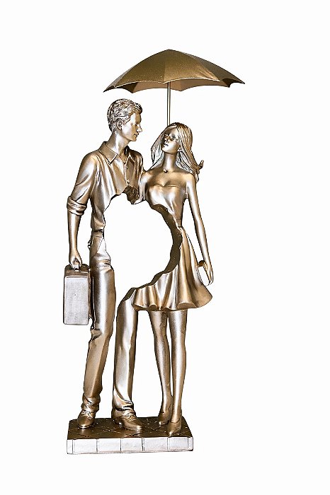 Casal Decorativo C/Guarda Chuva- Resina- 40cm- Espressione