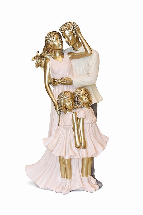 Familia Decorativa - Casal e 2 Meninas - 24cm - Espressione