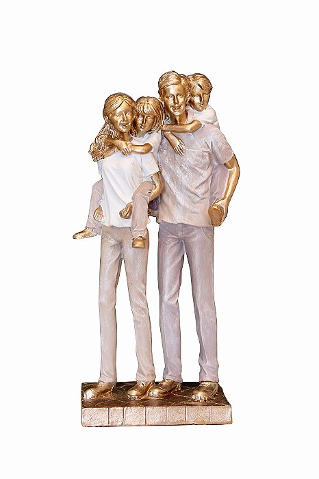 Família Decorativa- Casal, Filha e Filho - 26cm- Espressione