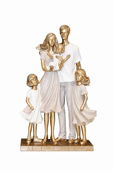Família Decorativa Casal e 3 Filhas - 26cm - Espressione