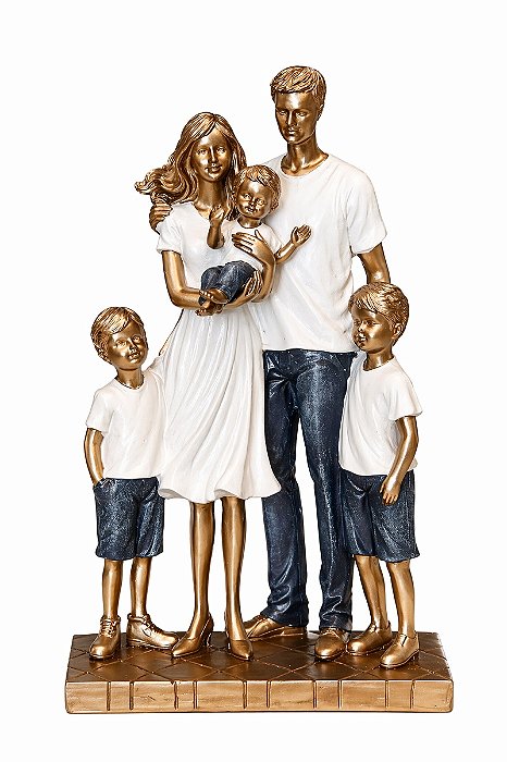 Família Decorativa Casal com 3 Filhos - 25,5cm - Espressione