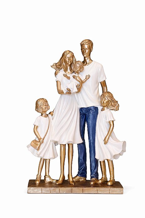 Família Decorativa Casal e 3 Filhas - 26cm - Espressione