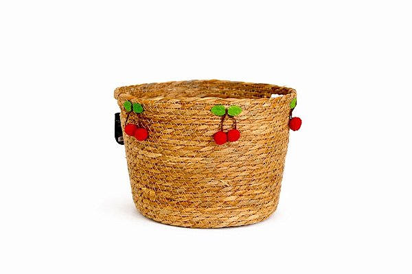 Cesto C/Alça Fibra Natural Cereja - Tam M - Tuut