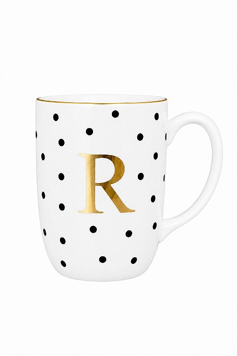 Caneca de Porcelana Poá Gold Personalizada com Iniciais