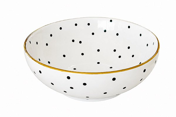 Poá Gold Saladeira Pequena Em Porcelana - Porcelana e Cia