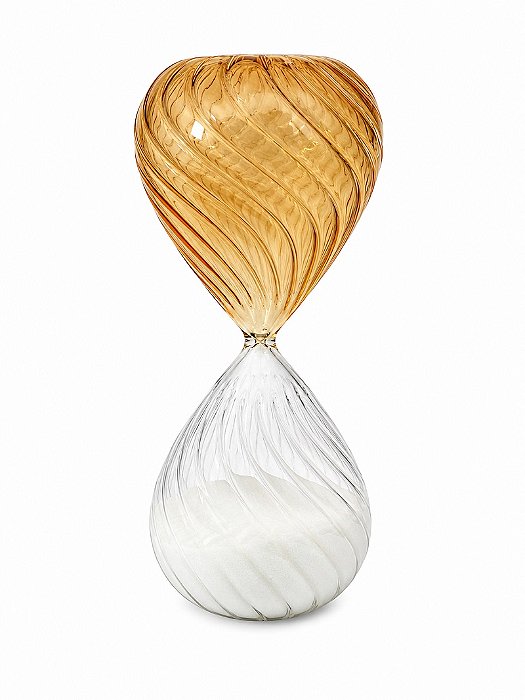 Ampulheta 20cm De Vidro Em Espiral Incolor E Âmbar - Lucatti