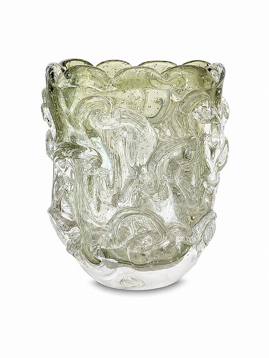 Vaso Em Vidro Com Borda Verde - Lucatti