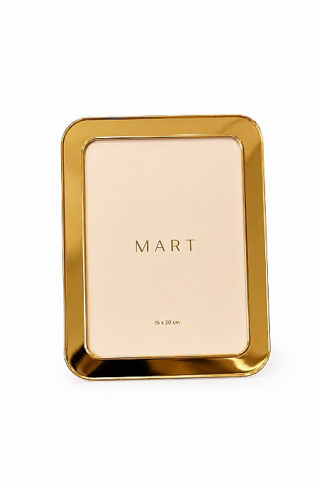 Porta Retrato Em Metal Borda Redonda- Dourado- 15x20cm- Mart