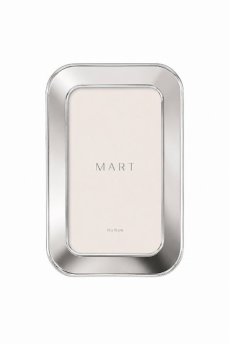 Porta Retrato Em Metal Borda Redonda- Prata- 10x15cm- Mart